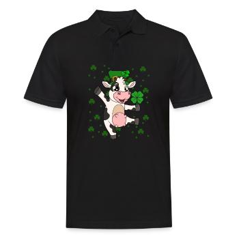 Cute Cow Shamrocks Saint Patrick's Day - Men's Polo Shirt - black - Front - Kai (181cm)