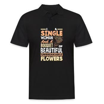 Je suis une femme célibataire et un bouquet d’incassable - Polo Homme - noir - Devant - Kai (181cm)
