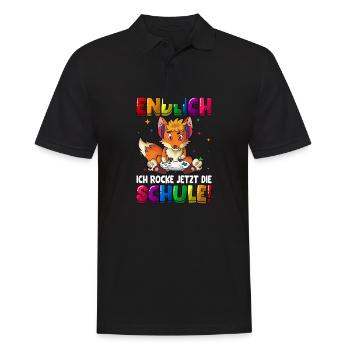 Einschulung Grundschule 1. Klasse ich komme Dab - Männer Poloshirt - Schwarz - Vorne - Kai (181cm)