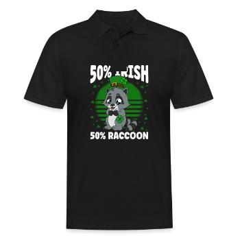 Waschbär Kleeblätter Saint Patrick's Day - Männer Poloshirt - Schwarz - Vorne - Kai (181cm)