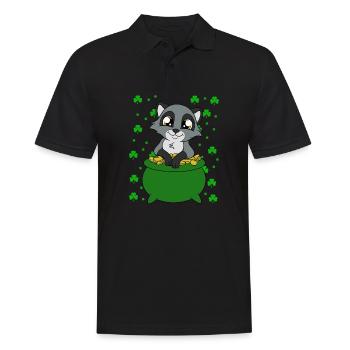 Waschbär Kleeblätter Saint Patrick's Day - Männer Poloshirt - Schwarz - Vorne - Kai (181cm)
