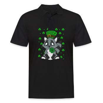 Waschbär Kleeblätter Saint Patrick's Day - Männer Poloshirt - Schwarz - Vorne - Kai (181cm)