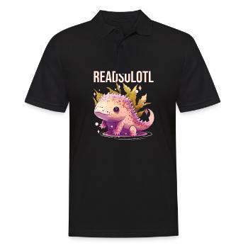 Readsolotl Axolotl Owner Mexican Walking Fish Book - Men's Polo Shirt - black - Front - Kai (181cm)