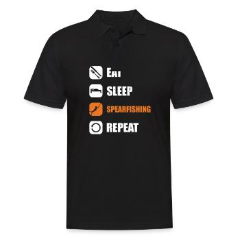 Speerfischer essen schlafen speerfischen - Männer Poloshirt - Schwarz - Vorne - Kai (181cm)
