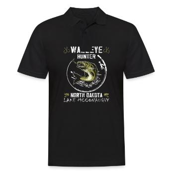 North Dakota Fischerei - Walleye Hunter - Männer Poloshirt - Schwarz - Vorne - Kai (181cm)