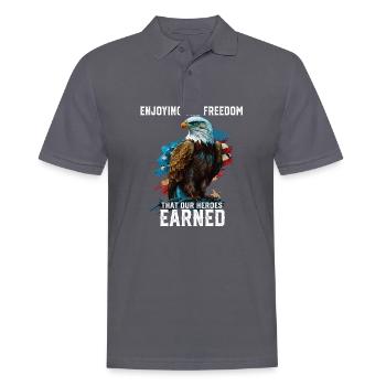Enjoying The Freedom That Our Heroes Earned - Männer Poloshirt - Anthrazit - Vorne - Nico (186cm)