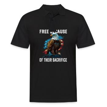 Free Because of Their Sacrifice American Bald - Männer Poloshirt - Schwarz - Vorne - Kai (181cm)