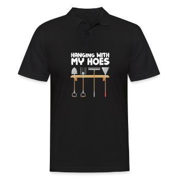 Lustiger Spruch für Gärtner abhängen mit meinen - Männer Poloshirt - Schwarz - Vorne - Kai (181cm)