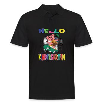 Hello Kindergarten Skateboarding Pig - Men's Polo Shirt - black - Front - Kai (181cm)