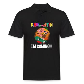 Kindergarten I'm Coming Pig Skateboarding - Men's Polo Shirt - black - Front - Kai (181cm)