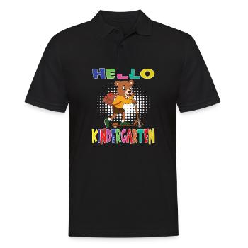 Hello Kindergarten Bear With Scooter - Men's Polo Shirt - black - Front - Kai (181cm)
