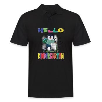 Hello Kindergarten Penguin With Scooter - Men's Polo Shirt - black - Front - Kai (181cm)
