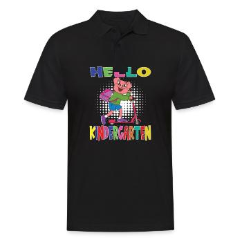Hello Kindergarten Pig With Scooter - Men's Polo Shirt - black - Front - Kai (181cm)