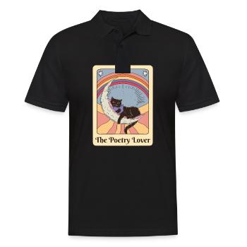 Poesie-Liebhaber Katze liest Gedicht Retro Tarot - Männer Poloshirt - Schwarz - Vorne - Kai (181cm)