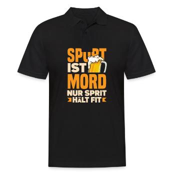 Sport ist Mord nur Sprit hält fit Biertrinker & - Männer Poloshirt - Schwarz - Vorne - Kai (181cm)