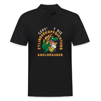Gepflegt die Zylinderkopfdichtung abschrauben - Männer Poloshirt - Schwarz - Vorne - Kai (181cm)