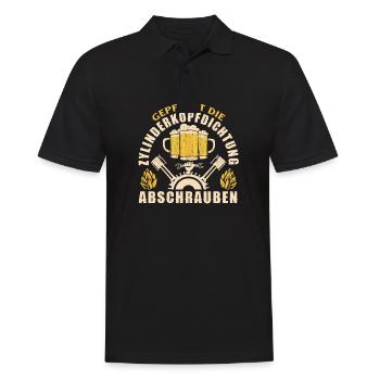 Gepflegt die Zylinderkopfdichtung abschrauben - Männer Poloshirt - Schwarz - Vorne - Kai (181cm)