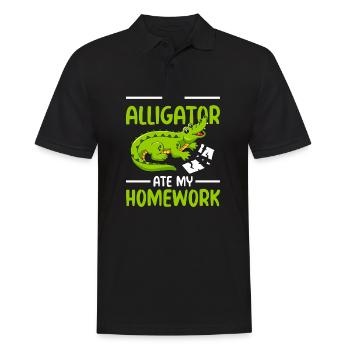 My alligator ate my homework - Männer Poloshirt - Schwarz - Vorne - Kai (181cm)