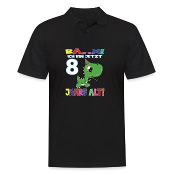 Bääm Ich Bin Jetzt 8 Jahre Alt Dino Geburtstag - Männer Poloshirt - Schwarz - Vorne - Kai (181cm)