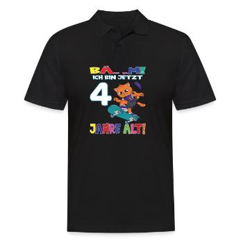 Bääm Ich Bin Jetzt 4 Jahre Alt Geburtstag Katze - Männer Poloshirt - Schwarz - Vorne - Kai (181cm)