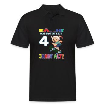 Bääm Ich Bin Jetzt 4 Jahre Alt Geburtstag Schaf - Männer Poloshirt - Schwarz - Vorne - Kai (181cm)