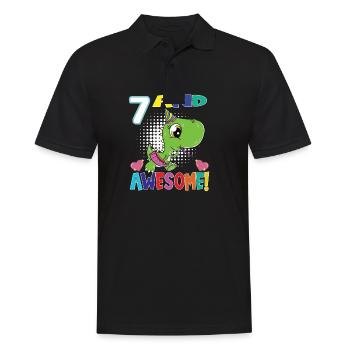 7 Et génial anniversaire T Rex Girl Dinosaur - Polo Homme - noir - Devant - Kai (181cm)