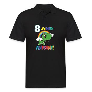 8 And Awesome Birthday Dino Boy - Men's Polo Shirt - black - Front - Kai (181cm)
