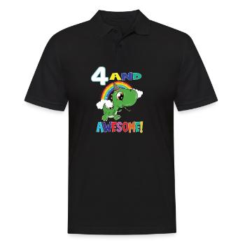 4 And Awesome Birthday Dino Boy Four Years - Men's Polo Shirt - black - Front - Kai (181cm)