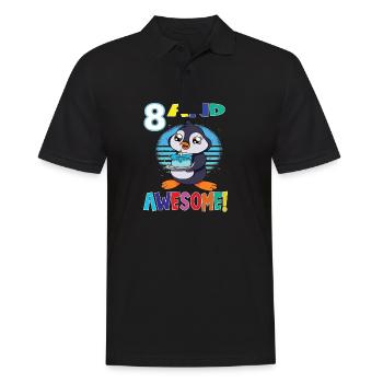 8 And Awesome Birthday Penguin Birthday Cake - Männer Poloshirt - Schwarz - Vorne - Kai (181cm)