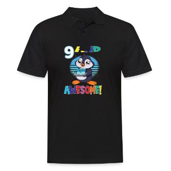 9 And Awesome Birthday Penguin Birthday Cake - Men's Polo Shirt - black - Front - Kai (181cm)