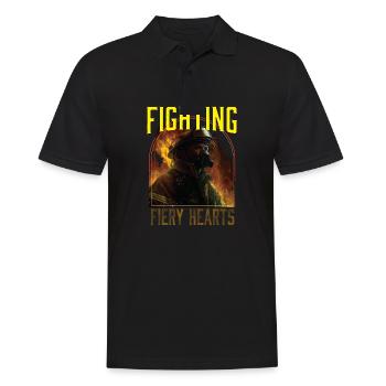 Fighting Fiery Hearts Fire Rescue Firefighting - Men's Polo Shirt - black - Front - Kai (181cm)
