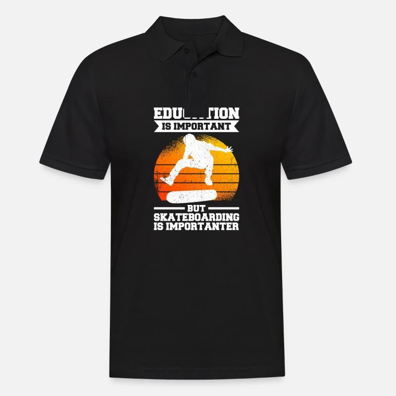Skateboarding Is Importanter - Männer Poloshirt - Schwarz