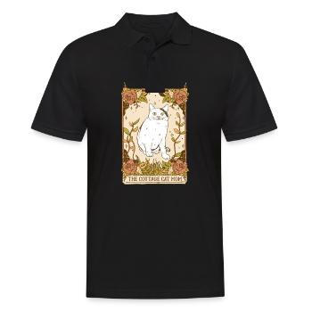 Blumige Cottagecore-Ästhetik Kawaii-Katze - Männer Poloshirt - Schwarz - Vorne - Kai (181cm)