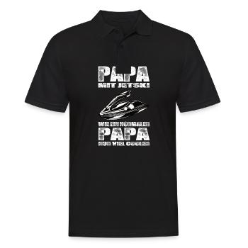 Papa Mit Jetski Wie Ein Normaler Papa Nur Cooler - Männer Poloshirt - Schwarz - Vorne - Kai (181cm)