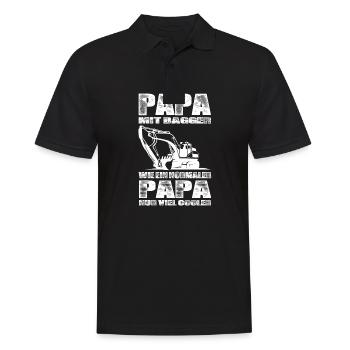 Papa Mit Bagger Wie Ein Normaler Papa Nur Cooler - Männer Poloshirt - Schwarz - Vorne - Kai (181cm)