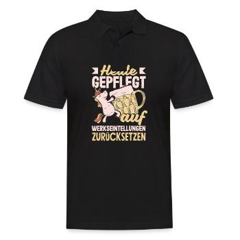 Heute gepflegt auf Werkseinstellungen zurücksetzen - Männer Poloshirt - Schwarz - Vorne - Kai (181cm)