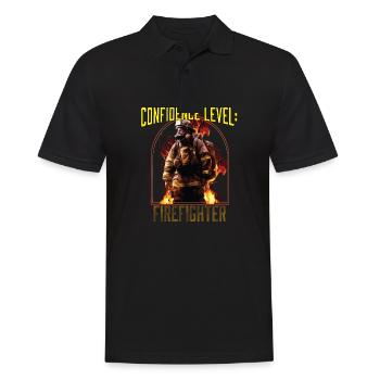 Confidence Level: Firefighter Best Fireman Ever - Männer Poloshirt - Schwarz - Vorne - Kai (181cm)