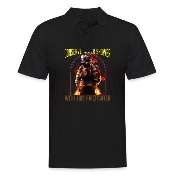 Conserve Water Shower With This Firefighter - Men's Polo Shirt - black - Front - Kai (181cm)