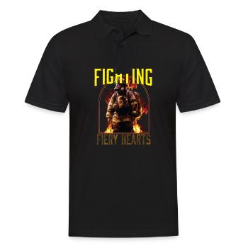 Fighting Fiery Hearts Fire Rescue Firefighting - Men's Polo Shirt - black - Front - Kai (181cm)