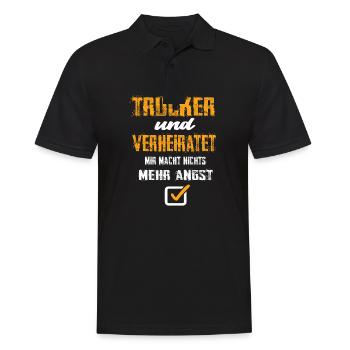 Trucker und Verheiratet - Männer Poloshirt - Schwarz - Vorne - Kai (181cm)