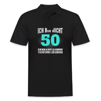Tischtennis 50 Geburtstag Opa - Männer Poloshirt - Schwarz - Vorne - Kai (181cm)