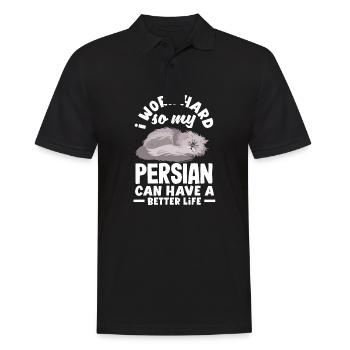 I work hard so my Persian can have a better life - Männer Poloshirt - Schwarz - Vorne - Kai (181cm)