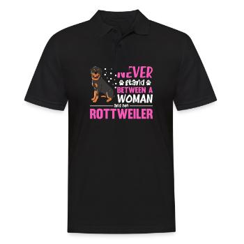 Ne vous tenez jamais entre une femme et son rottweiler - Polo Homme - noir - Devant - Kai (181cm)