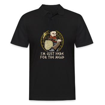 In Just Here for the Mead Mythology Norwegian - Men's Polo Shirt - black - Front - Kai (181cm)