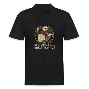 Odin in a Human Costume Funny Norwegian Humor - Men's Polo Shirt - black - Front - Kai (181cm)