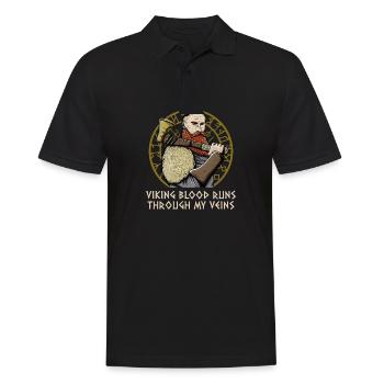 Valhalla Blood Runs Through My Veins Norwegian - Männer Poloshirt - Schwarz - Vorne - Kai (181cm)