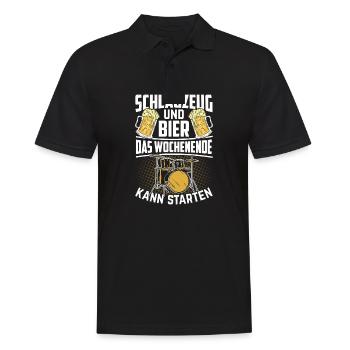 Schlagzeug und Bier das Wochenende kann starten - Männer Poloshirt - Schwarz - Vorne - Kai (181cm)
