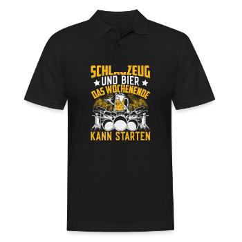 Schlagzeug und Bier das Wochenende kann starten - Männer Poloshirt - Schwarz - Vorne - Kai (181cm)