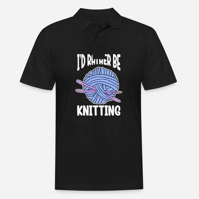 I'd Rather Be Knitting - Men's Polo Shirt - black