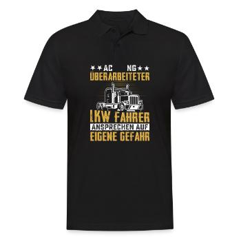 Achtung überarbeiteter Lkw Fahrer Ansprechen Gefah - Männer Poloshirt - Schwarz - Vorne - Kai (181cm)